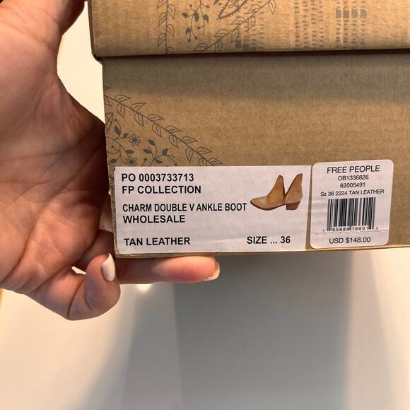 Free People Charm Double V Ankle Boot for Women - Low P  NEW Free People Women\'s Tan Pointed Toe Charm Double V Ankle Boot Size 36
